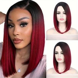 Synthetic Wigs Cosplay Wigs Short Wigs Straight Bob Wigs For Women Synthetic Hair Black Wig Red Blue Glueless Wig Heat Resistant Fibre Cosplay Wig Daily Use 240318