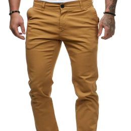 Pants Men the Four Seasons New Trendy Vintage High Waist Casual Pants Button Zipper Pockets Spliced Straight Pants Versatile Trousers