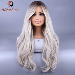 Synthetic Wigs New natural medium gradient senior large wave long curly hair chemical Fibre head set European and American wig woman 240328 240327