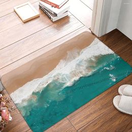 Carpets Bathroom Mat Blue Ocean Waves Crashing On The Beach Doormat Flannel Carpet Outdoor Rug Home Decoration