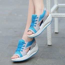 Sandals Summer Women Sandales Increase Height Peep Toe Casual Shoes Flat Mixed Colours LaceUp Sandals Platform Sneakers Sport Sandalias