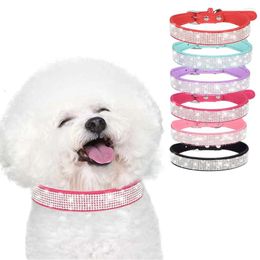 Dog Collars Bling Crystal For Small Large Adjustable Soft Leather Rhinestone Luxury Puppy Necklace