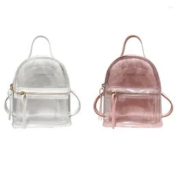 School Bags DOME 2 Pcs Transparent Backpack Women Fashion High Quality Ladies Bag Travel Pink & White