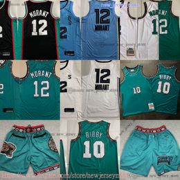 Classic Retro Authentic Embroidery 1998-99 Basketball 10 MikeBibby Jerseys Retro Green 12 JaMorant Real Stitched Breathable Sport High Quality Man Jersey