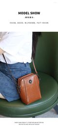 Shoulder Bags Crossbody Mini Genuine Leather Retro Zipper Women's Mobile Phone Small Square Bag