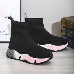 HBP Non-Brand Socks Running Shoes Womens Sneakers Sports Shoes Breathable Casual Elasticity Platform Vulcanize Ankle Boots