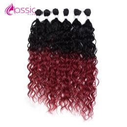 Weave Weave Afro Kinky Curly Hair Bundles Synthetic Hair 2428 inch Long 6Pcs/Lot Ombre Red Deep Wave Hair Weaves For Black Women