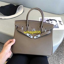 Tote Bags Genuine Leather Bk Habdbags Silver Buckle Lychee Pattern Genuine Leather Platinum Headband Layer Cowhide Handbag Ladies Bag Net Re have logo HBGPQN