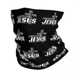 Bandanas I Believe In Jesus Christ Bandana Neck Gaiter UV Protection Face Scarf Cover Women Men Cristianity Faith Headband Tube Balaclava