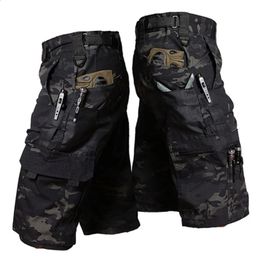 Camouflage Cargo Shorts Mens Summer Quick Drying Multiple Pockets Military Pants Outdoor Hiking Fishing Thin Shorts Male Jogger 240312