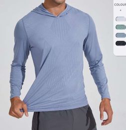 Lu Men Hoodie Quick Drying Shirt with Long Sleeve Running Workout T Shirts Breathable Compression Riding Top686