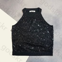 Sequin Halter Tank Tops Women Sexy Sleeveless Slim Crop Tops Fashion Designer Party Thin Camisole