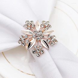 Party Decoration 5pcs Alloy Metal Napkin Ring For Birthday Wedding Table Holder Flower Type With Diamond El Towel