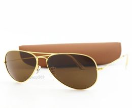 10pcs New Cool Sunglasses Womens Driving Large gold frame Brown 62mm Unisex Sun Glasses Eyewear 16 Colors with box4003581