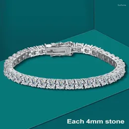 Link Bracelets Moissanite Tennis Bracelet With Certificate 925 Sterling Silver Plated Gold 3/4/5/6.5mm Diamond Bangle For Women Men