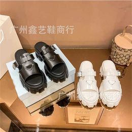 59% OFF Sports 2024 P familys three cornered soled slippers for womens summer new external wear with thick heels belt buckles cool mops round toe sponge shoes