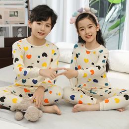 Autumn Toddler Kids Thermal Underwear Pajamas Cartoon Cotton Winter Lounge Boy Girl Casual Pyjamas Children Warm Sleepwear 240312