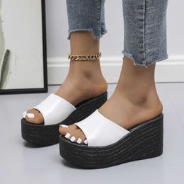 HBP Non-Brand Summer Wedges Bling Shoes Women High Heels Sandals Plus Size Women Shoes Platform Slides Slippers Mujer Zapatos