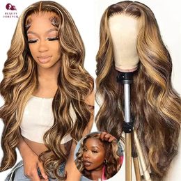 Forever Honey Blonde Human Hair Wig Glueless Wig Human Hair baby hair Body Wave Precut 13x4Transparent Lace Front Wig