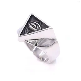 Cluster Rings Europe Fashion Ring Triangle Egyptian Eye Stainless Steel Punk For Men