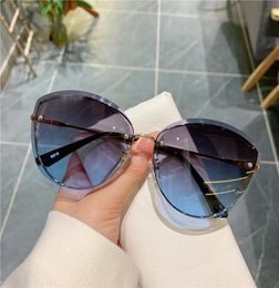 Rimless Clip Oval Eyeglass Sun Glasses For Women Oversized Retro Vintage Designer Sunglasses Car Driving Outside Shades7633765