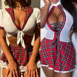 Kvinnors sömnkläder erotiska underkläder kvinnor sexig cosplay uniform klänning set pyjamas teddy babydoll dräkt