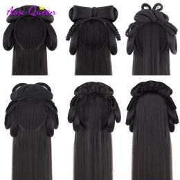 Chignon Chinese Ancient Wig Women Hanfu Wigs Headdress Photography Dance Accessory Wigs Black For Women Integrated Hair bun High tem