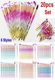 20pcs Diamond Makeup Brushes Set Mascara Brush Eyeshadow Eyeliner Lip Brush Face Blender Powder Concealer Make up Kit rose gold Co6092743