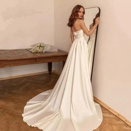 Simple A-Line Wedding Dress Off the Shoulder Chic Sweetheart Classic Bride Gown Simple Backless Sweep Train Vestido De Novia YD