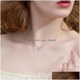 Pendant Necklaces Arrival Mint Leaves Creative Blue Bubble Sier Plated Jewelry Personality Exquisite Crystal H536 Drop Delivery Pendan Dhfex