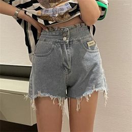 Women's Shorts Women Summer Casual High Waist Denim Pocket Tassel Hole Ripped Jeans Short Female Femme Pants Pantalones Cortos