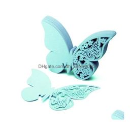 Party Decoration Table Mark Name Paper Laser Cut Cards Butterfly Shape Wine Glass Place Card For Drop Delivery Home Garden Festive Sup Dhhuo