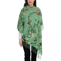 Scarves Monkey World Green Scarf With Long Tassel Animals Chinoiserie Warm Shawls Wrpas Men Women Wraps Autumn Y2k Bufanda Mujer