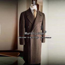 Jackets Autumn/Winter Warm Men's Trench Coat Long Brown Tweed Woollen Blend Suit Jackets TailorMade Double Breasted Overcoat Outwear