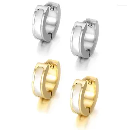 Hoop Earrings Trend Titanium Steel Shell Flat Ear Clip Style Elegance Fashion Small Simplicity Women Man Gift