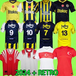 Turkey Soccer Jerseys Mens HAKAN SUKUR CALHANOGLU YILDIZ OZCAN KADIOGLU AKTURKOGLU Nihat ARDA Fenerbahce DZEKO Retro Turkiye 1996 Uniform 23 24 Football