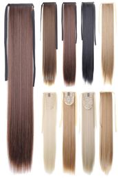 22 inches High Temperature Fibre Straight Synthetic Clip in Drawstring Ponytail Hairpieces for Women Hair Extension High Temperatu6064971
