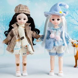 30CM BJD Hinged Doll and Skirt Set 3D Simulation Eye Multi Joint Mobile Plaything Girl DIY Dressing Toy Childrens Birthday Gift 240304