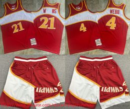 Classic Retro Authentic Embroidery 1986-87 Basketball 4 SpudWebb Jersey Vintage Red 21Dominique Jerseys Real Stitched Breathable Sport High Quality