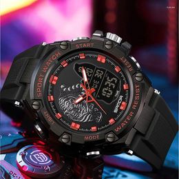 Wristwatches 2024 Men Wrist Watch For Male Clock 50M Waterproof Alarm Dual Display Digital Watches Sports Dropship
