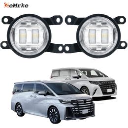 EEMRKE Led Fog Driving Lights Assembly for Toyota Alphard Vellfire AH40 2023 2024 Front Car Fog Lamp with Lens DRL 30W 12V White or Yellow