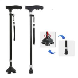 1pc Old People Crutch 6094cm Telescoping Aluminum Alloy Rod Walking Stick Thandle with Lamp 240306