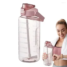 Water Bottles Motivational Silicone Bottle 2L Clear Detachable Drinking Straw With Time Marker Portable Cup