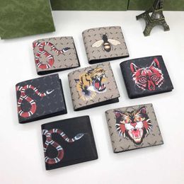 Men Animal Designers Fashion Short Wallet Leather Black Snake Tiger Bee Women Luxury Purse Card Holders With Gift Box Top Quality 240315