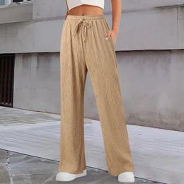 Women's Pants Baggy Pant Woman Vintage Wide Leg High Waist Adjustable Knoted Loose Straight Clothing Business Work Fit Women Dressy