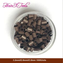 Tubes 1000pcs Black Straight Copper Ring Mini locks of 3.2x2.8x3.8mm Easily Locks Beads For I tip Hair Extension