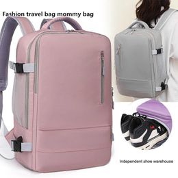 Outdoor Bags Unisex Casual Bag Multi-Pockets Carry On Backpack With Shoes Pocket Waterproof Oxford Cloth Solid Colour Business Trip Travel