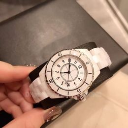 Quartz lday watches 38mm black ceramic factory diamonds white dial ladies watch h2125 33mm women fashional designer wristwatch sap241M