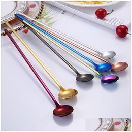 Spoons Long Handled Ice Tea Coffee Spoon Stainless Steel Cocktail Stirring Drop Delivery Home Garden Kitchen Dining Bar Flatware Dhdon