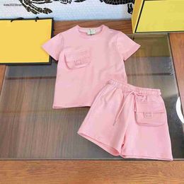 New baby clothes Flap pocket kids Short sleeve two-piece set girls tracksuits Size 110-160 CM summer boys t shirt and shorts 24Mar